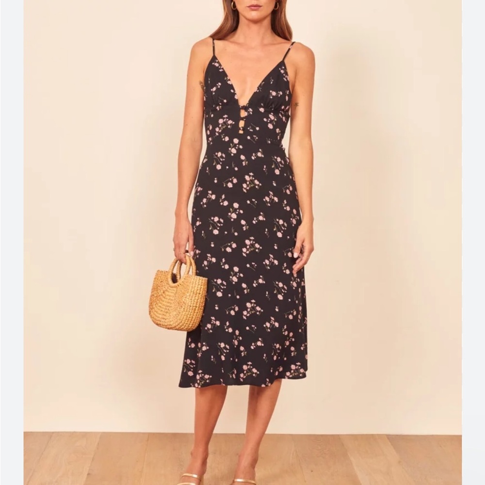 Reformation sz 6 Montague Midi Dress Floral Ensenada Smocked Back Stretch